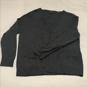 Lord & Taylor Charcoal Merino Wool Cardigan